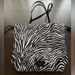 NEW! $775 Authentic JIMMY CHOO Candice Coulisse Zebra Nylon Print Bag Tote black